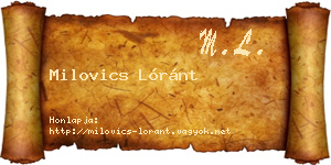 Milovics Lóránt névjegykártya